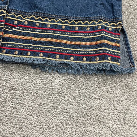 Mountain Lake Denim Jean Jacket Womens Petite Large Button Down Embroidered Boho - Picture 3 of 13